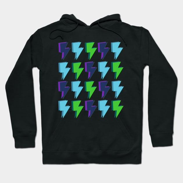 Green, Purple and Blue Lightning Bolts Hoodie by OneThreeSix